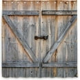 thumbnail image 5 of Rustic Barn Door Shower Curtain Farmhouse Wooden Wood Vintage Plank Country Decor Fabric Polyester Waterproof 72Wx72H Inch 12 Pack Metal Hooks, 5 of 6