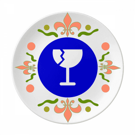 

Fragile Blue Square Warning Mark Flower Ceramics Plate Tableware Dinner Dish