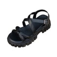 thumbnail image 3 of Women's Plus Size Chunky Platform Sandals, Casual Solid Color Open Toe Buckle Strap Shoes, Comfortable Walking Shoes for Women, Perfect for Spring Summer Beach Outings, 3 of 10