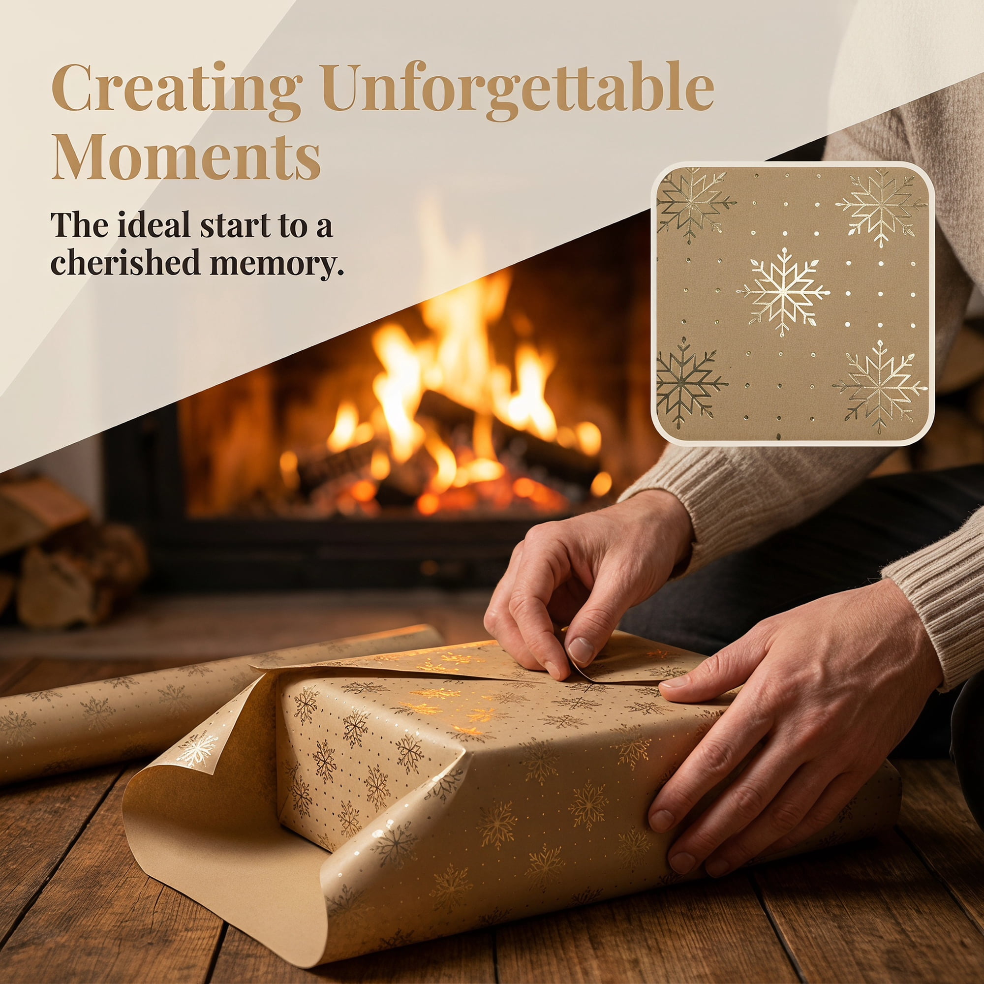 Unique Bargains Heavyweight Christmas Wrapping Paper for Gifts Snowflake Gold 27.6"x 19.7"