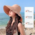 thumbnail image 3 of Caqui Sombrero para el Sol para Mujer Protección UV ala Ancha Cola de Caballo Visera de Playa Ajustable Sombrero de Pesca con Solapa para el Cuello, 3 of 5