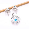 thumbnail image 2 of Blue Topaz, Cubic Zirconia 925 Sterling Silver Platinum Plated Pendant Earring Set P81217, Blue Topaz Pendant Earring Set, Gift For Her, Pear Pendant, 2 of 2