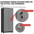 thumbnail image 5 of Metal Storage Cabinet with with Pegboard and Wheels, Steel Garage Storage Cabinet with Lock and Adjustable Shelves, Tall Tool Storage Cabinet for Home Office, Garage, Pantry (Black+Gray), 5 of 8