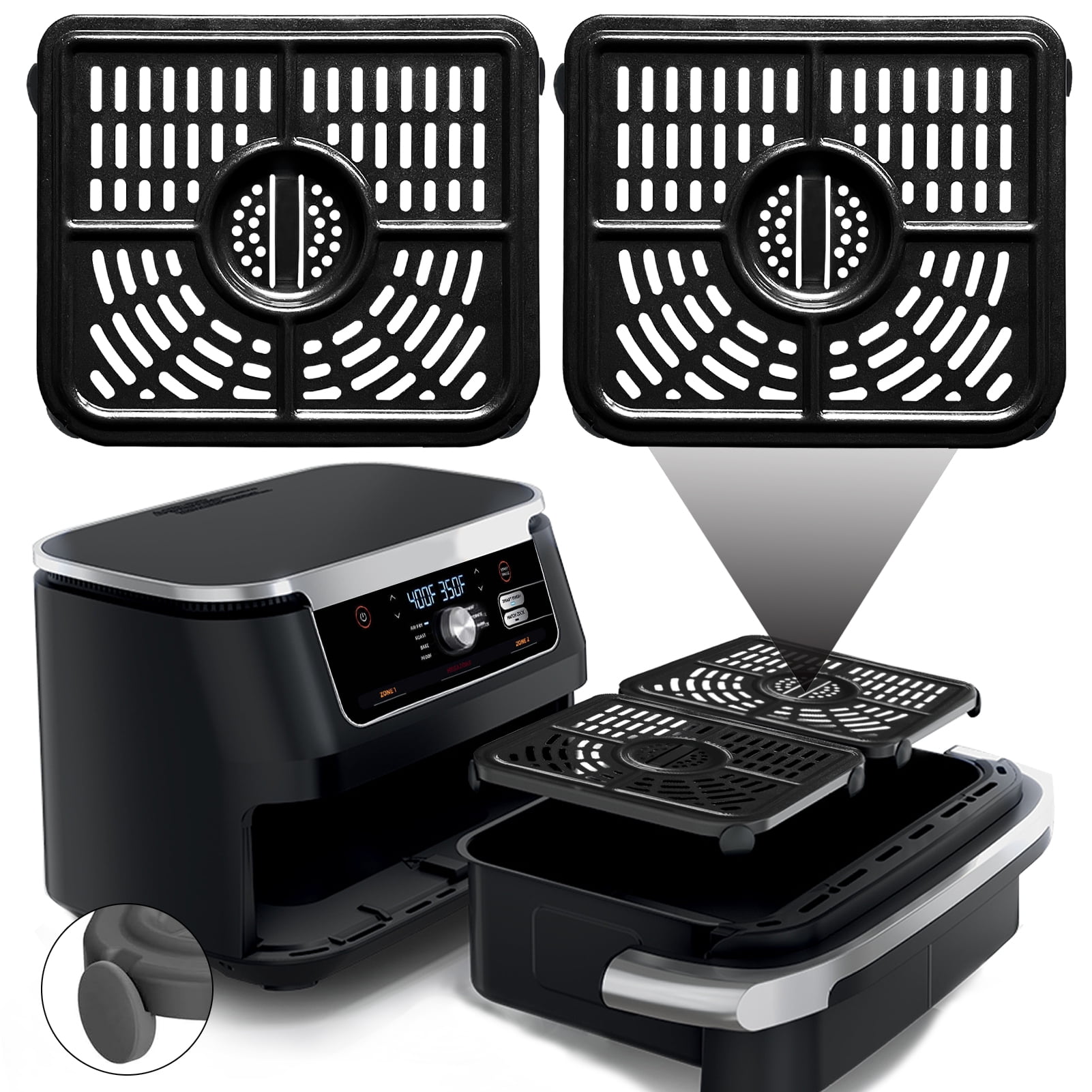 GCQ Air Fryer Pan Replacement For Ninja Foodi SP101 SP100 SP1001C Digital Air Fryer Countertop Oven, 13 * 13'' Air Fryer Grill Plate Crisper Plate Rack Accessories Parts Tray,Dishwasher Safe
