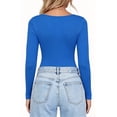 thumbnail image 3 of Dwellite Womens Long Sleeve Shirts Basic Comfy Soft Square Neck Tops Lightweight Slim Fit Tshirt for Going Out Fall Winter 2026 Blue 2XL, 3 of 3