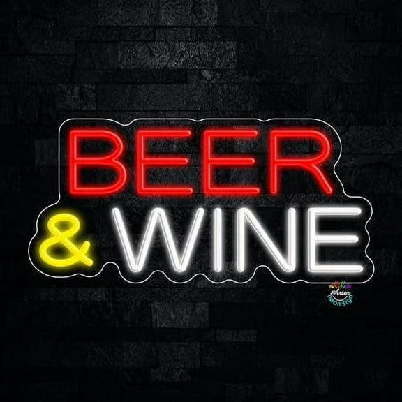 Beer & Wine LED Neon Sign 21"L x 10"H #32069