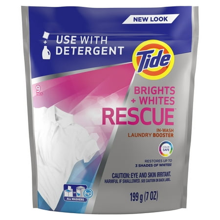 Tide Bright + Whites Rescue In-Wash Laundry Booster Pacs, 9 (Best Detergent For Whites)