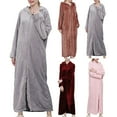 thumbnail image 7 of Lovskoo Flannel Bathrobe for Women Winter Warm Nightgown Home Color Long Dress Extended Hooded Dress Loungewear Pink, 7 of 7