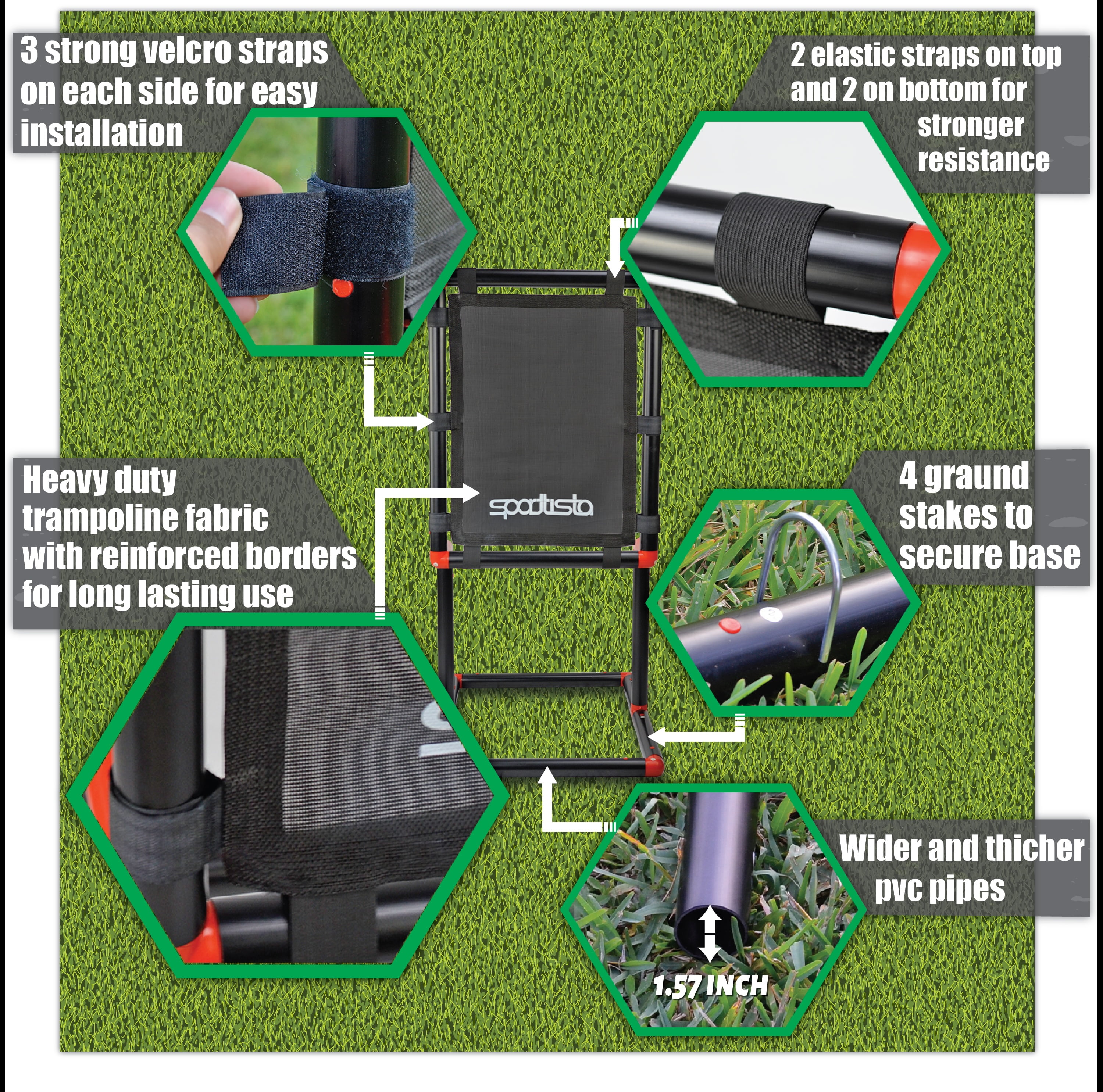 SPORTTISTA Baseball Strike Zone Target, Compatible with Wiffle Ball and Blitzball, Stable and Lock-in Connections with Strong Fabric Target (Small 26" x 20")