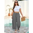 thumbnail image 2 of SHOWMALL Women's Plus Size Wide Leg Balloon Pants, Loose Fit Baggy Lantern Trousers with Pockets, Gray 3X Breathable Elastic Drawstring Waist Casual Pants for Summer Beach Travel Vacation, 2 of 8