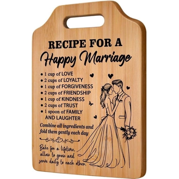 CERPXFF-Wedding Gifts for Couple 2025, Bridal Shower Gifts, Engagement Gifts for Couples, Wedding Registry Gifts, Bride to be Gifts - Engraved Bamboo Cutting Board 12.3"L × 8.7"W × 0.4"Th (hhappy mar