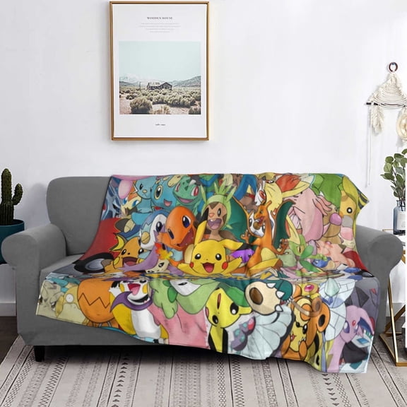 Pokemon Flannel Blanket Funny Ultra-Soft Micro Warm Throw Blanket Fleece Blanket Interesting Gift 40"X30"