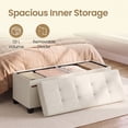 thumbnail image 5 of Ledrem Luxury Folding Storage Ottoman Bench with Footrest, Cream White, 43" Large, 5 of 6
