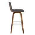 thumbnail image 4 of 26 Inch Faux Leather Counter Height Barstool with Wooden Support, Gray - Saltoro Sherpi, 4 of 6