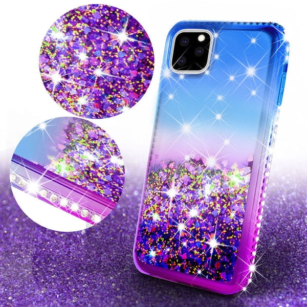 GUAGUA iPhone 11 Pro Max Case 6.5-inch Clear Pink Glitter Bling Sparkle  Shiny Hybrid 3 in 1 Hard PC Soft TPU Bumper Cover for Girls Women  Shockproof