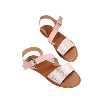 

Difumos Women Retro Ankle Strap Summer Sandal Nonslip Buckle Flat Sandals Beach Lightweight Wide Width Casual Gladiator Shoes