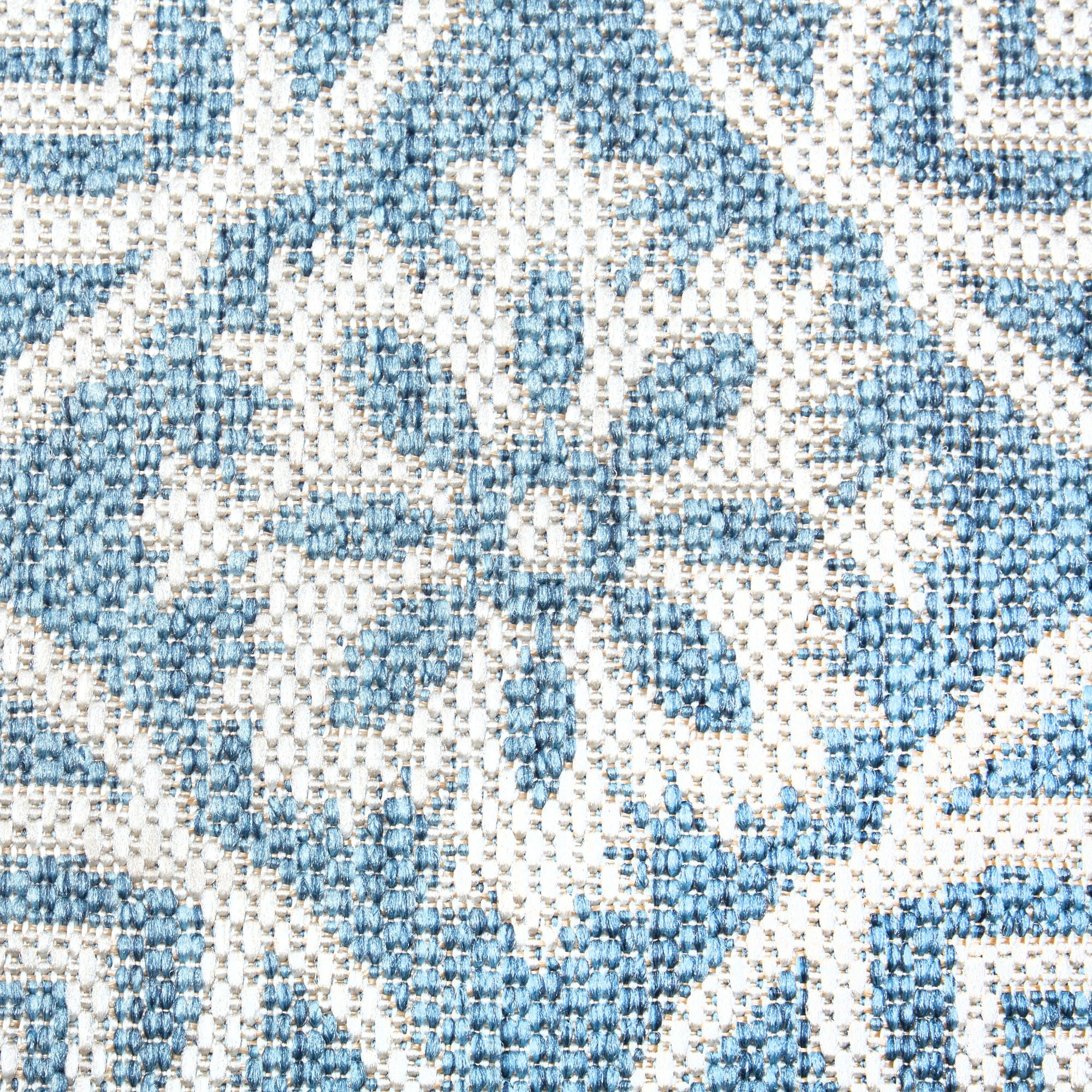 Nicole Miller New York Patio Country Danica Transitional Geometric Indoor/Outdoor Runner Area Rug, Blue/Grey, 1'9"x7'2"