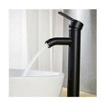 thumbnail image 1 of Grifo de baño estilo granja, construcción de latón con acabado negro mate, grifo alto de una manija para suministro de agua fría y caliente, fácil instalación, líneas de suministro de agua incluidas, 1 of 5