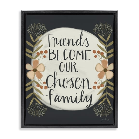 Stupell Industries Shabby Chic Chosen Family Friendship Phrase Black Floating Frame Canvas Art, 17 x 21, by Katie Doucette