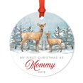 thumbnail image 1 of Koyal Wholesale Family Metal Christmas Ornament, My First Christmas As Mommy 20xx, Watercolor Rustic Deer, 1-Pack, 1 of 3