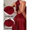 thumbnail image 5 of Women's Satin Nightgown Dress Silk Long Halter Nightdress Backless Sleeveless Pajama Sleepwear Soft Comfort Nightwear Lingerie Red M, 5 of 7
