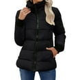 thumbnail image 7 of Zedker Womens Puffer Jackets with Multi Pockets Casual Stand Collar Long Sleeve Fall Winter Thermal Outerwear Tops with Zipper,Black,M, 7 of 7