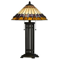 Cal Lighting 60W X 2 Metal/Resin Tiffany Table Lamp With Pull Chain Switches