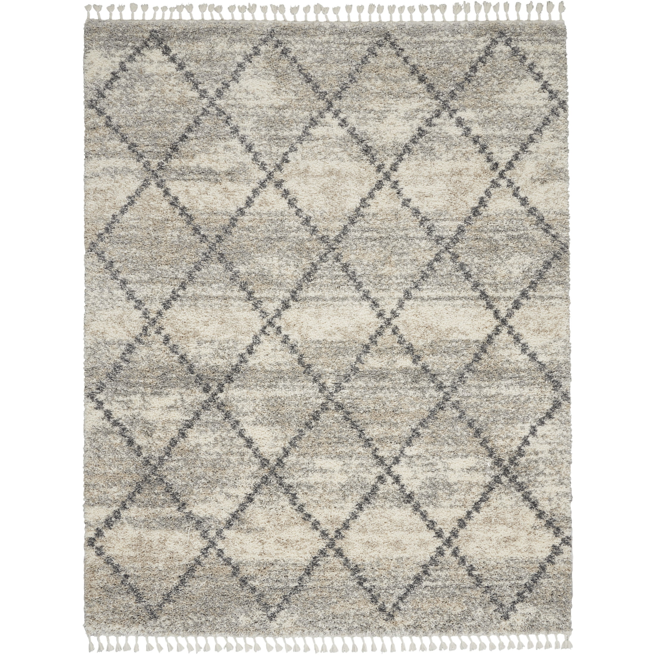 Nourison Oslo Shag 6'7" x 9'6" Ivory/Grey Shag Indoor Rug