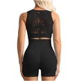 thumbnail image 3 of PNTUTB Women's Solid-Color Two-Piece Set: Front-Zip Sports Bra and High-Waisted Shorts—A Casual Breathable Activewear Set with Openwork Details, 3 of 5