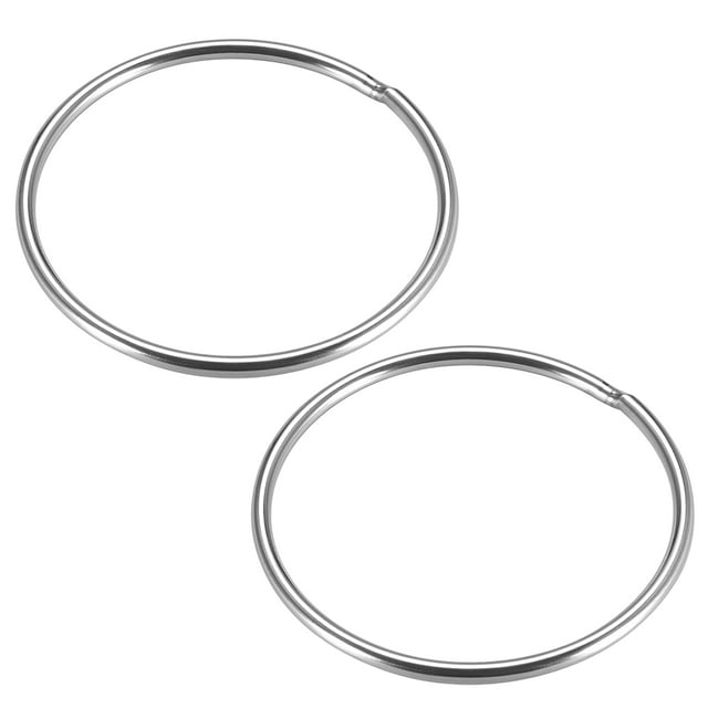 Unique Bargains Welded O Ring, 60 x 3mm Strapping Round Rings Stainless Steel 2pcs