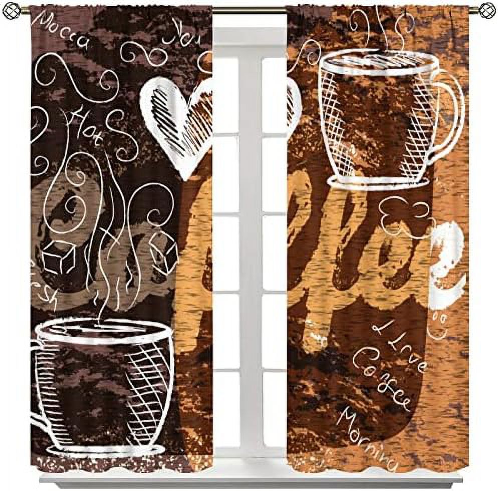 Kitchen Curtains Coffee Theme Decor Coffee Curtains for Kitchen Windows ...