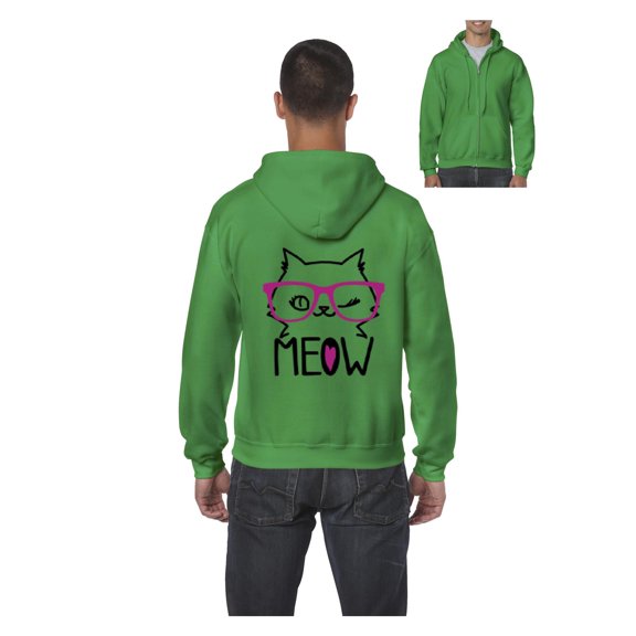 MmF - Men's Sweatshirt Full-Zip Pullover, up to Men Size 5XL - Meow Cute Cat Kitty