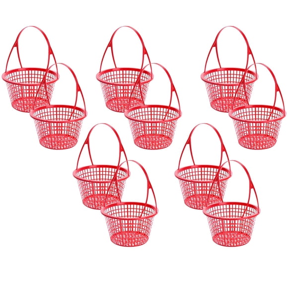 SEWACC 10Pcs Market Baskets With Handles Round Plastic Suitable For Travel