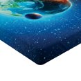 thumbnail image 2 of Ambesonne Space Fitted Sheet, Planet Earth Sun Rays, Queen Size, Red Blue, 2 of 3