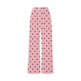 thumbnail image 5 of LangJing Girls Polka Dot Printed Fleece Sweatpants Youth Kids Elastic Waist Casual Drawstring Wide Leg Pants, 5-15Years, 5 of 7