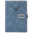 thumbnail image 1 of Hukapapa Business Notebook A5 Bloc de notas con hebilla (diseño de cabeza de ciervo) Bloc de notas de tapa dura, diario, regalo de diario, azul,, 1 of 6