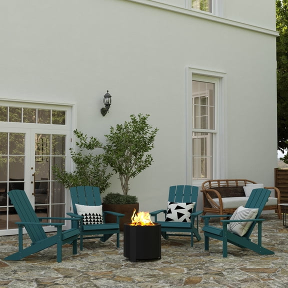 Merrick Lane 19.5" Portable Black Finished Steel Smokeless Wood Burning Outdoor Firepit with Waterproof Cover