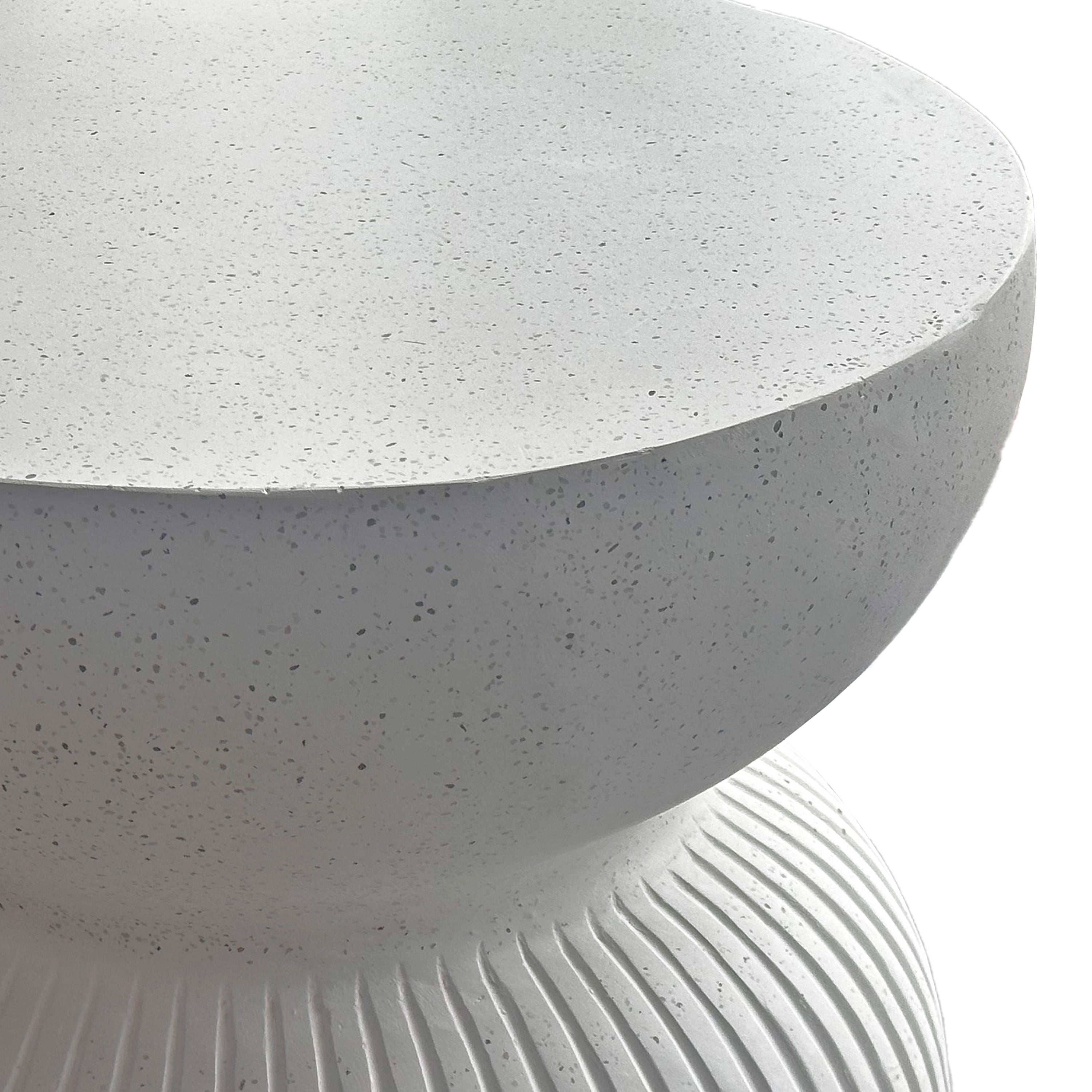 Large Hourglass MGO Side Table – Durable Construction, Textured Base, White Speckled Terrazzo