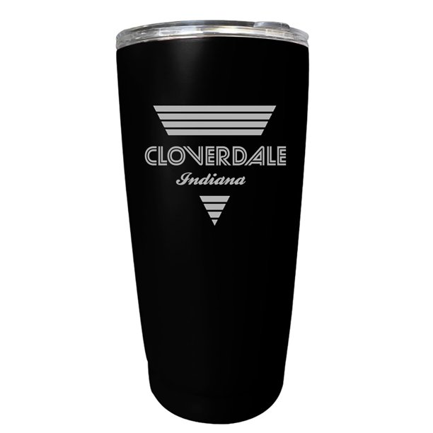 Cloverdale Indiana Souvenir 16 oz Black Stainless Steel Tumbler Retro Design