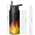 thumbnail image 4 of 18oz Insulated Water Bottle with Straw & Cleaning Brush, Wide Mouth Stainless Steel Flask, Flame Print, 4 of 5