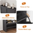 thumbnail image 5 of TROPOW 47.2in Shoe Cabinet with 4 Flip Doors, Wooden Shoe Storage Organizer with Adjustable Shelf, Hidden Entryway Hallway & Living Room Storage Cabinet, Freestanding Design, Black, 5 of 7