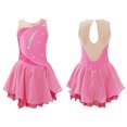 thumbnail image 3 of Traje de patinaje sobre hielo para niñas con brillantes diamantes de imitación, maillot de ballet, vestido de baile lírico con dobladillo irregular, vestido de tutú y leotardo, 3 of 5