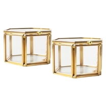 2X Vintage Rectangle Cube Glass Organizer Terrarium with Lock Centerpiece Decor, Window Tabletop Planter Flower Pot for Plants Succulents