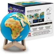 Himalayan Glow 3D Printed Earth Lamp with Wooden Stand, Compatible with Galaxy & Moon Lamp