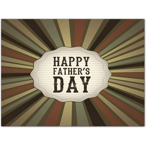 Small World Greetings Large Vintage Burst Happy Father’s Day Card - Blank Inside with Envelope - 11.75”x9” - Dads, Grandfathers, Stepfathers, Father-In-Laws, and more