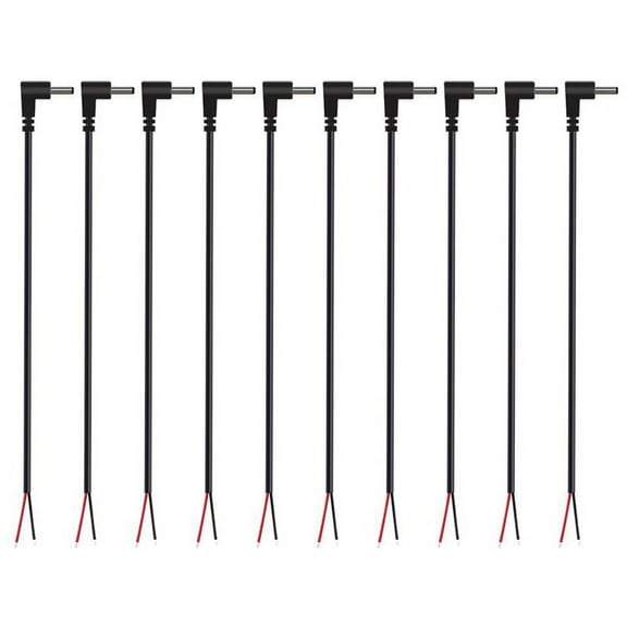 Winyuyby (10 Pack) Replacement 3.5mm x 1.35mm 90 Degree Right Angle DC Power Male Plug Jack to Bare Wire Open End Pigtail Power