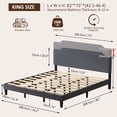 thumbnail image 5 of Pingliang Home King Size Bed Frame with Adjustable Headboard, Rivet Decoration Upholstered Headboard, Easy to Assemble, Noise Free,Dark Gray, 5 of 9