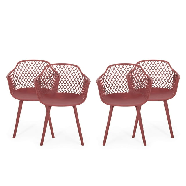 Christopher Knight Home Chaise de Salle à Manger d'Extérieur Delia (Ensemble de 4), Rouge