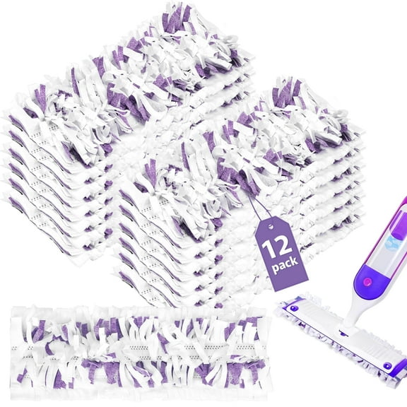 Euqvunn 12 Pack Disposable Power Mop Pads Compatible with Mop Pads Refills,Multi-Surface Mopping Pad Refills for Home Kitchen Floor Cleaning