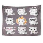 ZEALGNED Cute Cat Character Emotions Chibi Angry Anime Cartoon Children Wall Art Hanging Tapestry Home Decor for Living Room Bedroom Dorm 51x60 inch